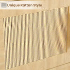 Étagère à 5 niveaux, bibliothèque bohème avec portes en rotin, bibliothèque et étagère en bois avec rangement, étagère haute, grande bibliothèque pour salon, maison