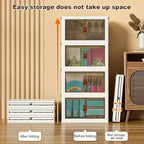 Boîtes de rangement superposables à 4 niveaux, armoire de rangement en plastique de grande capacité, avec porte et roulettes pour ranger les aliments, les jouets dans la chambre et le salon