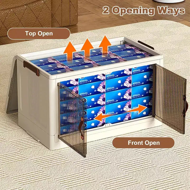 Boîtes de rangement superposables à 4 niveaux, armoire de rangement en plastique de grande capacité, avec porte et roulettes pour ranger les aliments, les jouets dans la chambre et le salon