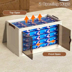 Boîtes de rangement superposables à 4 niveaux, armoire de rangement en plastique de grande capacité, avec porte et roulettes pour ranger les aliments, les jouets dans la chambre et le salon