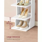 Étagère à chaussures verticale à 9 niveaux, Organiseur de rangement de chaussures étroit avec crochets, Tour de rangement de chaussures d'angle mince, pour entrée, chambre, blanc