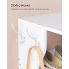 Étagère à chaussures verticale à 9 niveaux, Organiseur de rangement de chaussures étroit avec crochets, Tour de rangement de chaussures d'angle mince, pour entrée, chambre, blanc