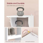 Étagère à chaussures verticale à 9 niveaux, Organiseur de rangement de chaussures étroit avec crochets, Tour de rangement de chaussures d'angle mince, pour entrée, chambre, blanc