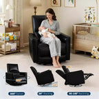 Fauteuil inclinable pivotant et basculant, support lombaire et accoudoirs rembourrés, fauteuil inclinable à bascule confortable, pour salon, chambre à coucher
