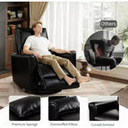 Fauteuil inclinable pivotant et basculant, support lombaire et accoudoirs rembourrés, fauteuil inclinable à bascule confortable, pour salon, chambre à coucher
