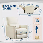 Fauteuil inclinable pivotant et basculant, support lombaire et accoudoirs rembourrés, fauteuil inclinable à bascule confortable, pour salon, chambre à coucher