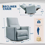 Fauteuil inclinable pivotant et basculant, support lombaire et accoudoirs rembourrés, fauteuil inclinable à bascule confortable, pour salon, chambre à coucher