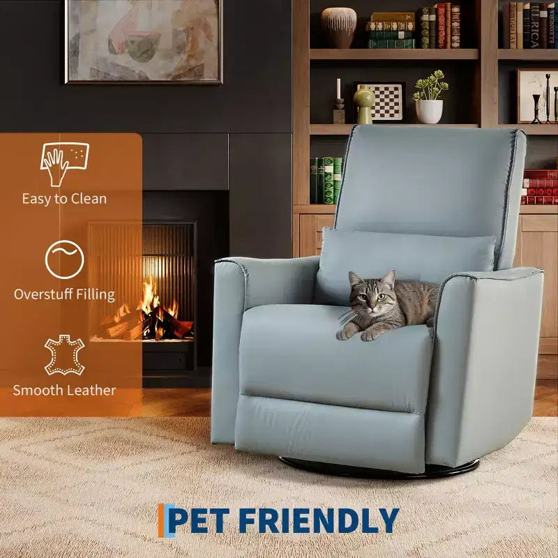 Fauteuil inclinable pivotant et basculant, support lombaire et accoudoirs rembourrés, fauteuil inclinable à bascule confortable, pour salon, chambre à coucher