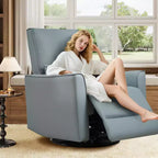Fauteuil inclinable pivotant et basculant, support lombaire et accoudoirs rembourrés, fauteuil inclinable à bascule confortable, pour salon, chambre à coucher