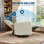 Fauteuil inclinable pivotant et basculant, support lombaire et accoudoirs rembourrés, fauteuil inclinable à bascule confortable, pour salon, chambre à coucher