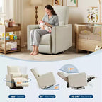 Fauteuil inclinable pivotant et basculant, support lombaire et accoudoirs rembourrés, fauteuil inclinable à bascule confortable, pour salon, chambre à coucher