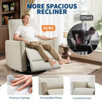 Fauteuil inclinable pivotant et basculant, support lombaire et accoudoirs rembourrés, fauteuil inclinable à bascule confortable, pour salon, chambre à coucher