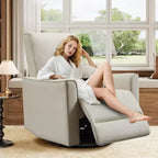 Fauteuil inclinable pivotant et basculant, support lombaire et accoudoirs rembourrés, fauteuil inclinable à bascule confortable, pour salon, chambre à coucher