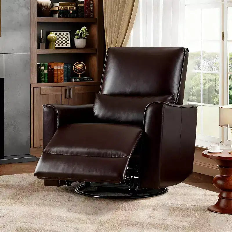 Fauteuil inclinable pivotant et basculant, support lombaire et accoudoirs rembourrés, fauteuil inclinable à bascule confortable, pour salon, chambre à coucher