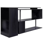 55 360 degrés Rotation Coin Bureau D'ordinateur Moderne Bureau à Domicile en Forme de L avec Étagères de Rangement à 3 Niveaux, Bibliothèque