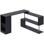 55 360 Degree Rotating Corner Computer Desk Modern L-Shaped Home Office Workstation with 3-Tier Storage Shelves, Bookshelf