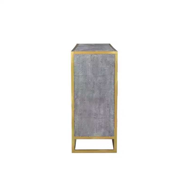 Bahut de salle à manger Raven en bois de manguier marron - : Structure métallique robuste, 3 tiroirs, 2 portes