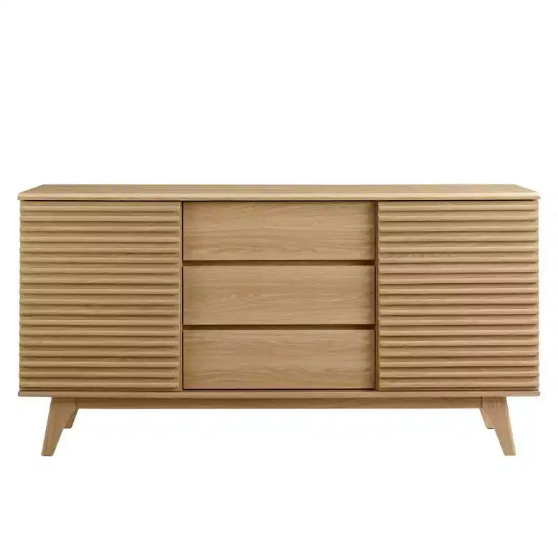 Meuble de rangement pour buffet ou meuble TV de 63 po – Chêne – : Meuble de rangement média de style Mid-Century