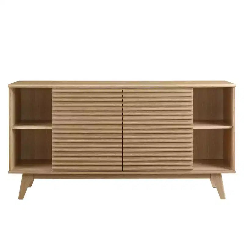 Meuble de rangement pour buffet ou meuble TV de 63 po – Chêne – : Meuble de rangement média de style Mid-Century