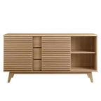 Meuble de rangement pour buffet ou meuble TV de 63 po – Chêne – : Meuble de rangement média de style Mid-Century