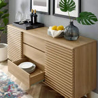 Meuble de rangement pour buffet ou meuble TV de 63 po – Chêne – : Meuble de rangement média de style Mid-Century