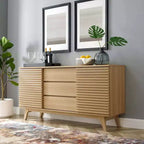 Meuble de rangement pour buffet ou meuble TV de 63 po – Chêne – : Meuble de rangement média de style Mid-Century