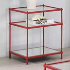 Lindenham - Table d'appoint avec plateau en verre - Rouge