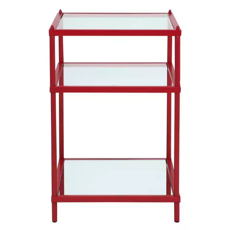 Lindenham - Table d'appoint avec plateau en verre - Rouge