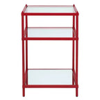 Lindenham - Table d'appoint avec plateau en verre - Rouge