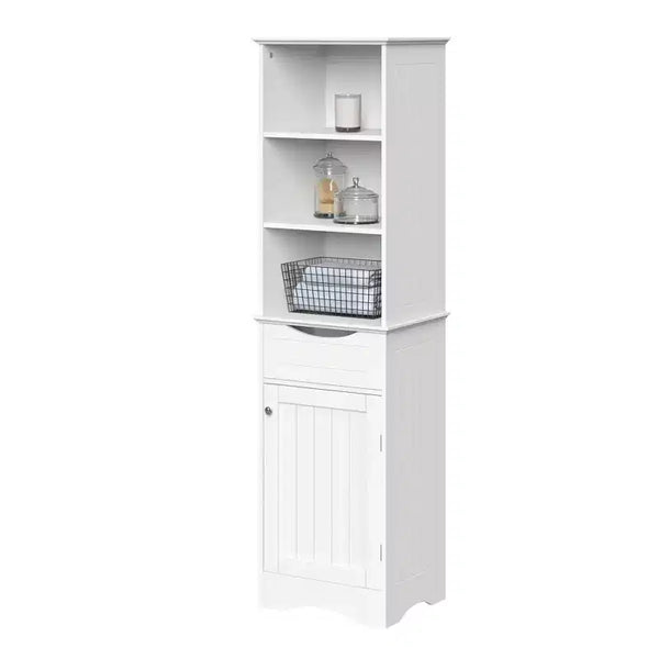 RiverRidge Ashland Tall Bathroom Storage Linen Cabinet and Organizer with Drawer and Shelves