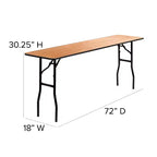Table de formation/séminaire pliante rectangulaire en bois de 1,80 m avec plateau verni