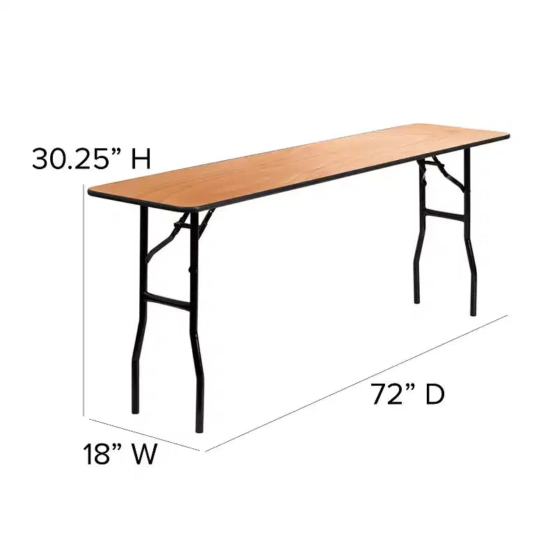 Table de formation/séminaire pliante rectangulaire en bois de 1,80 m avec plateau verni