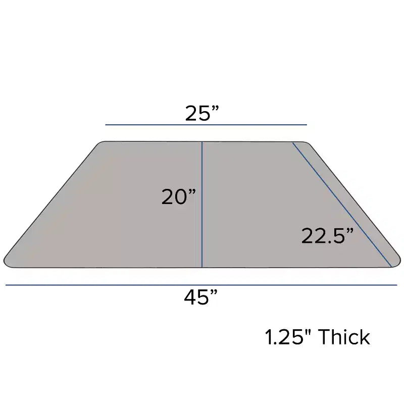 Table d'activités réglable mobile 22,5x45 trapézoïdale grise en stratifié HP