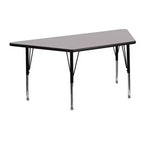 Table d'activités réglable mobile 22,5x45 trapézoïdale grise en stratifié HP