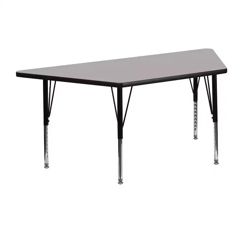 Table d'activités réglable mobile 22,5x45 trapézoïdale grise en stratifié HP