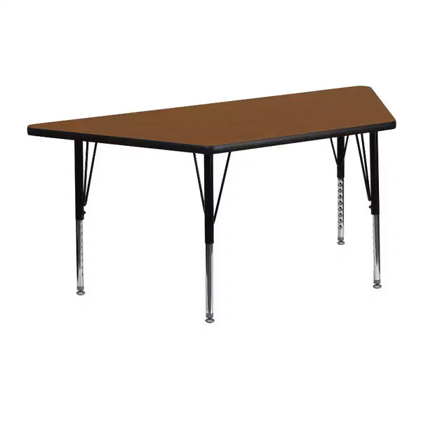 Emma and Oliver Mobile 22.5x45 Trapezoid Grey HP Laminate Adjustable Activity Table