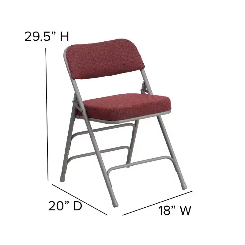 Lot de 2 chaises pliantes en métal courbées à triple renfort et articulées, recouvertes de tissu de qualité supérieure