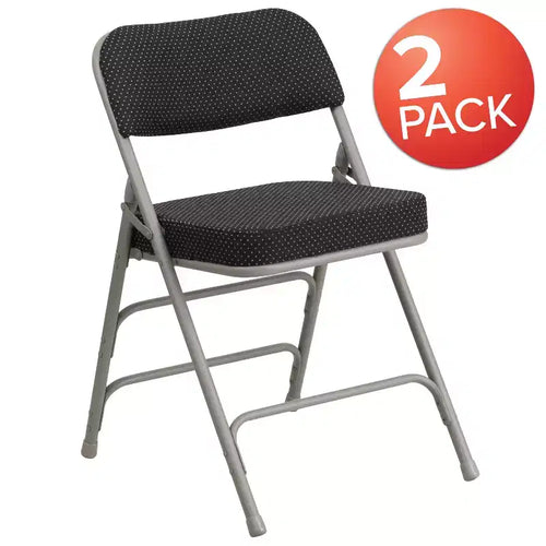 Lot de 2 chaises pliantes en métal courbées à triple renfort et articulées, recouvertes de tissu de qualité supérieure