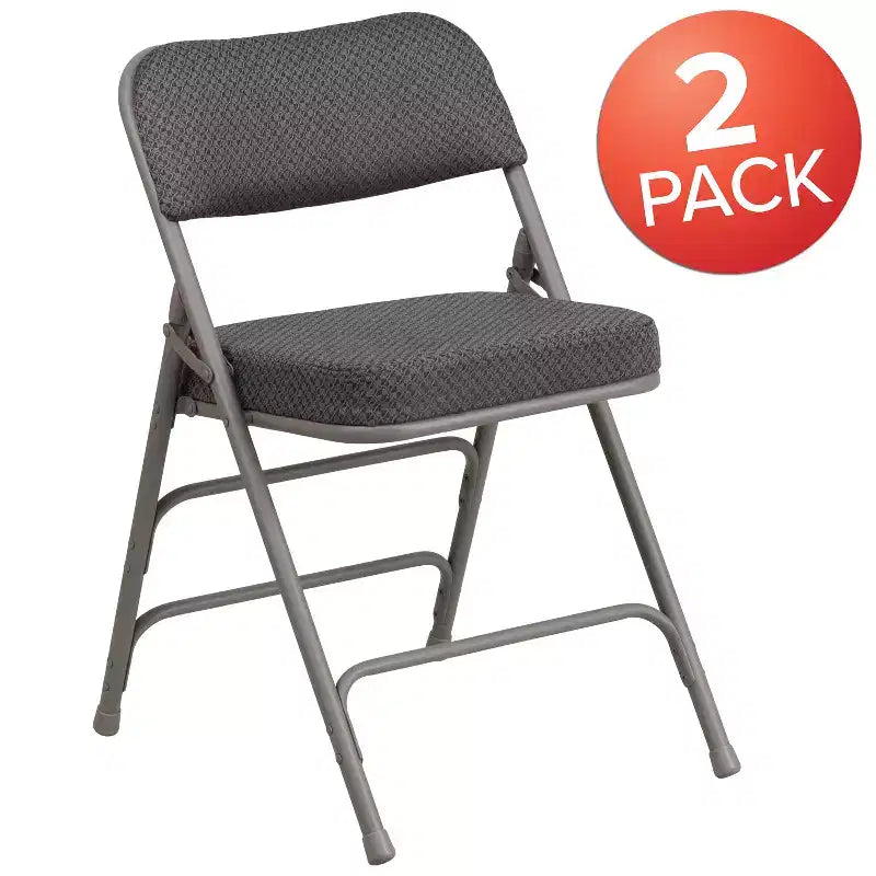 Lot de 2 chaises pliantes en métal courbées à triple renfort et articulées, recouvertes de tissu de qualité supérieure