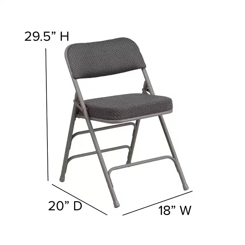 Lot de 2 chaises pliantes en métal courbées à triple renfort et articulées, recouvertes de tissu de qualité supérieure
