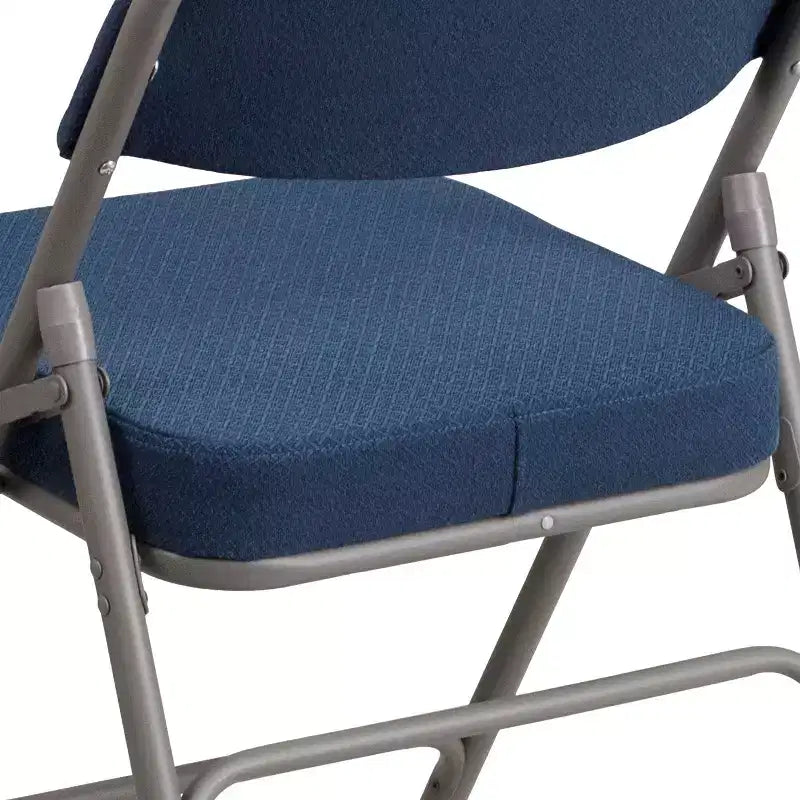 Lot de 2 chaises pliantes en métal courbées à triple renfort et articulées, recouvertes de tissu de qualité supérieure