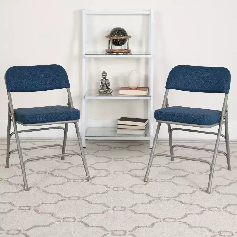 Lot de 2 chaises pliantes en métal courbées à triple renfort et articulées, recouvertes de tissu de qualité supérieure