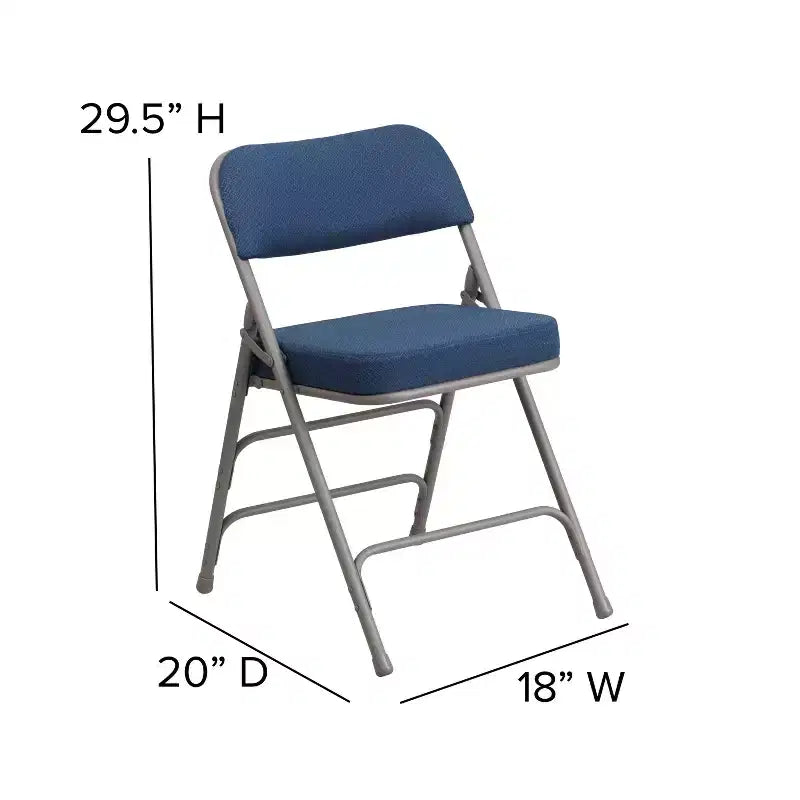 Lot de 2 chaises pliantes en métal courbées à triple renfort et articulées, recouvertes de tissu de qualité supérieure