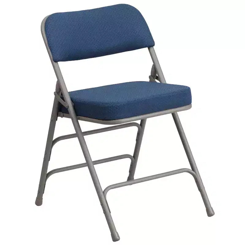 Lot de 2 chaises pliantes en métal courbées à triple renfort et articulées, recouvertes de tissu de qualité supérieure