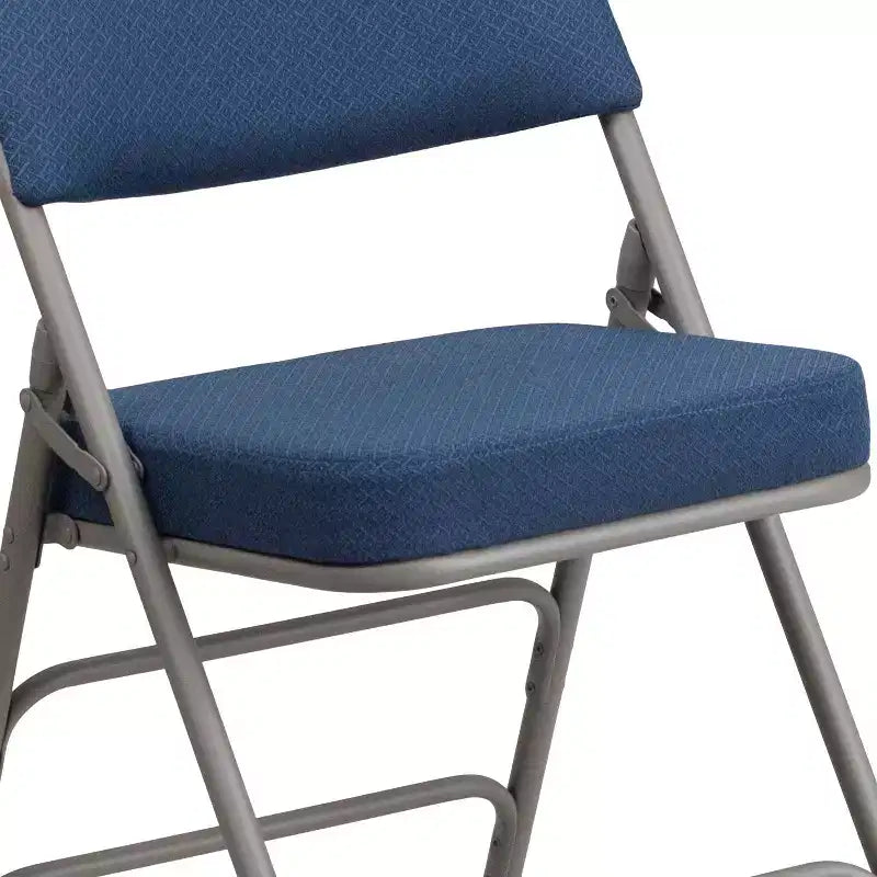 Lot de 2 chaises pliantes en métal courbées à triple renfort et articulées, recouvertes de tissu de qualité supérieure