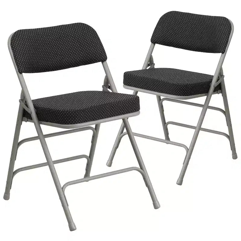 Lot de 2 chaises pliantes en métal courbées à triple renfort et articulées, recouvertes de tissu de qualité supérieure