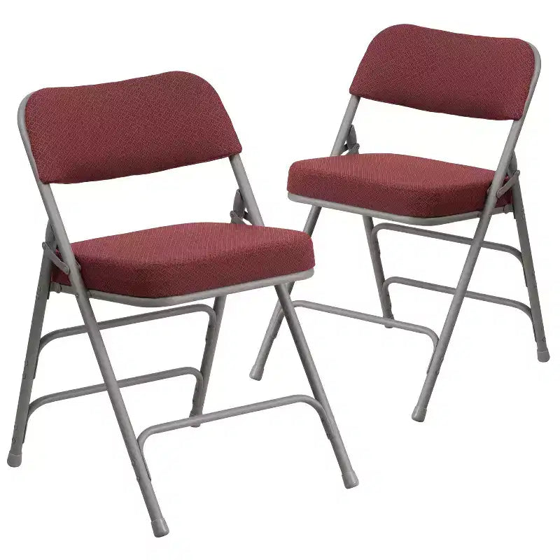 Lot de 2 chaises pliantes en métal courbées à triple renfort et articulées, recouvertes de tissu de qualité supérieure