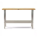 John Boos Maple Wood Top Work Table with Adjustable Lower Shelf, 60 x 30 x 1.5