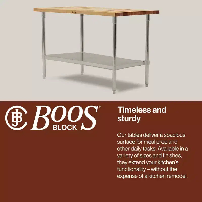 Table de travail avec plateau en bois d'érable et étagère inférieure réglable, 60 x 30 x 1,5
