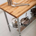 Table de travail avec plateau en bois d'érable et étagère inférieure réglable, 60 x 30 x 1,5